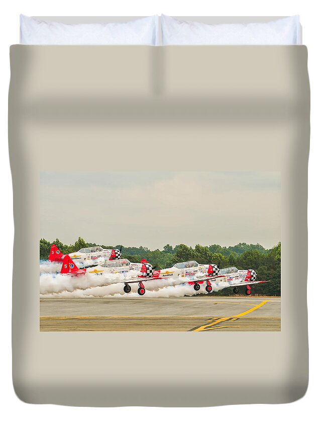 Acrobatic Duvet Cover featuring the photograph Airplanes At The Airshow #5 by Alex Grichenko