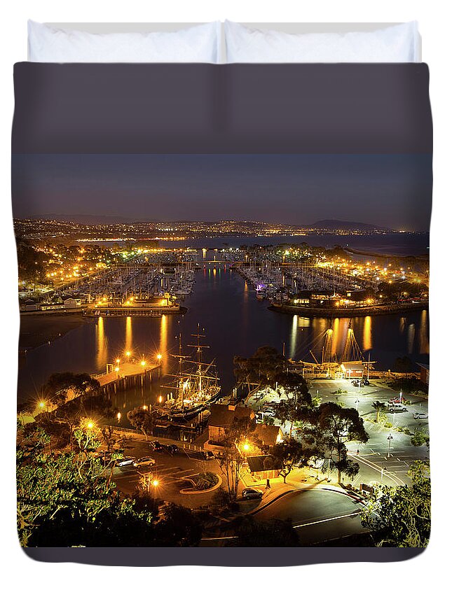 Photography Duvet Cover featuring the photograph Elevated View Of A Harbor, Dana Point #5 by Panoramic Images