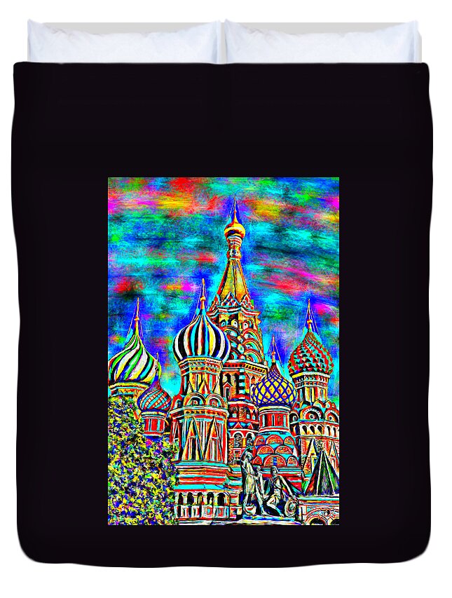 Church Duvet Cover featuring the painting Rainbow Temple #5 by Bruce Nutting