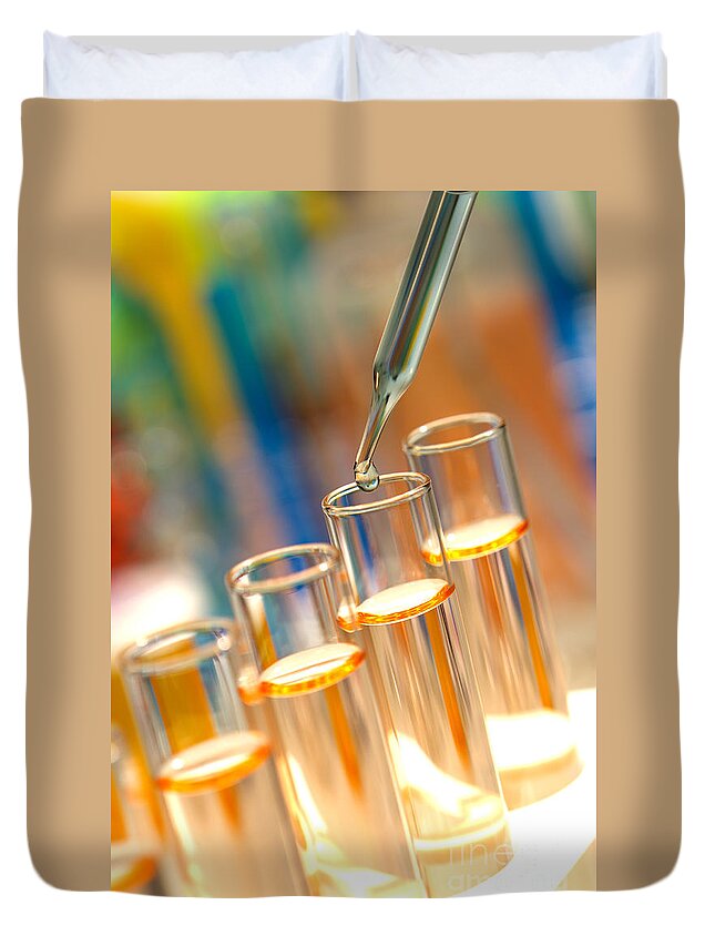 Test Duvet Cover featuring the photograph Scientific Experiment in Science Research Lab #5 by Science Research Lab