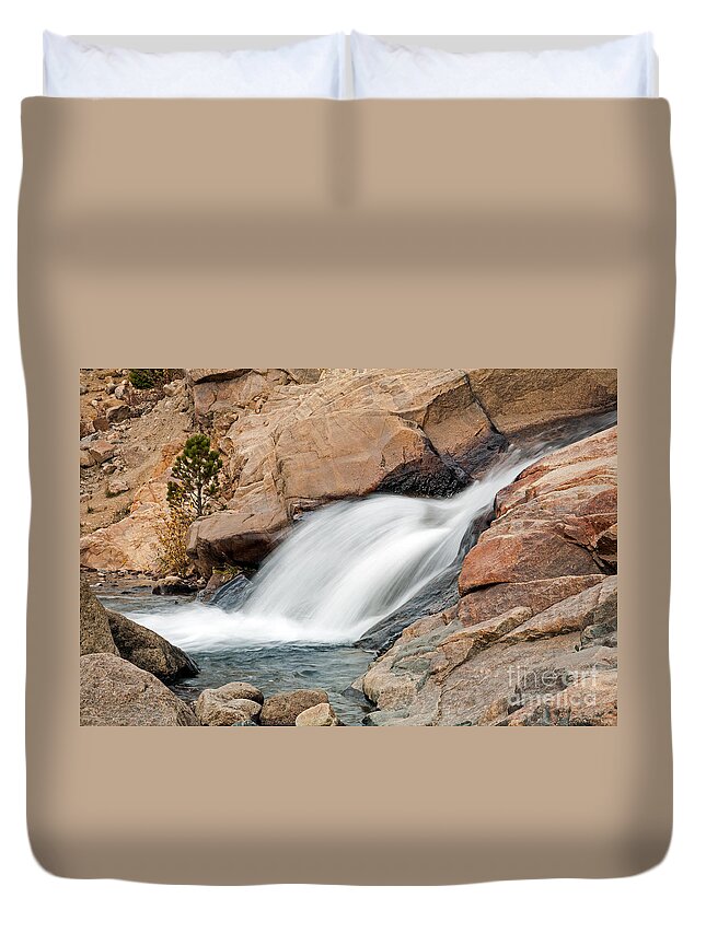 Alluvial Fan Duvet Cover featuring the photograph Alluvial Fan Falls on Roaring River in Rocky Mountain National Park #6 by Fred Stearns