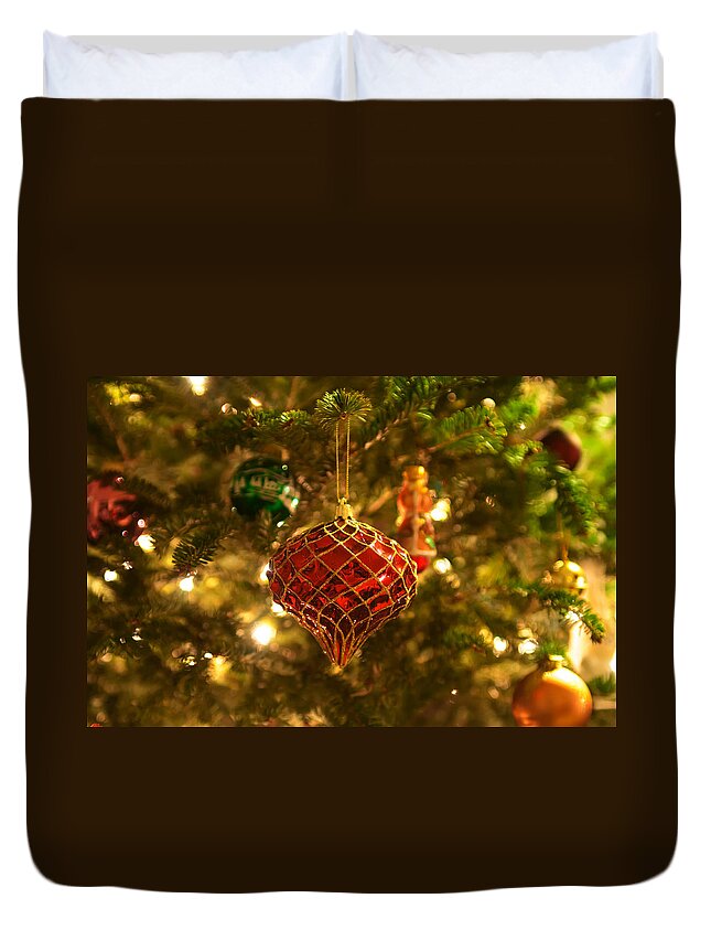 Artificial Duvet Cover featuring the photograph Christmas Tree Ornaments #6 by Alex Grichenko