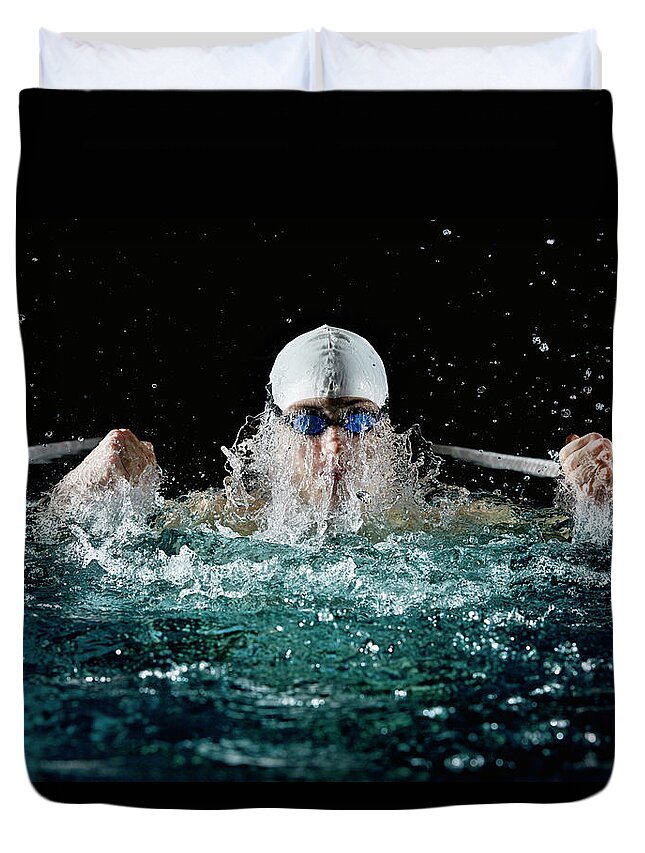 Copenhagen Duvet Cover featuring the photograph Professional Swimmer #6 by Henrik Sorensen