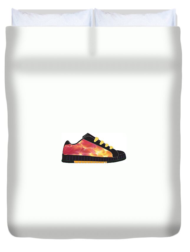  Duvet Cover featuring the drawing Shoe #6 by Keith Spence