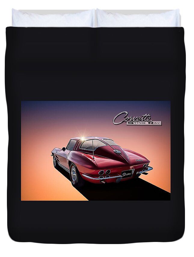 Corvette Duvet Cover featuring the digital art '63 Stinger #63 by Douglas Pittman