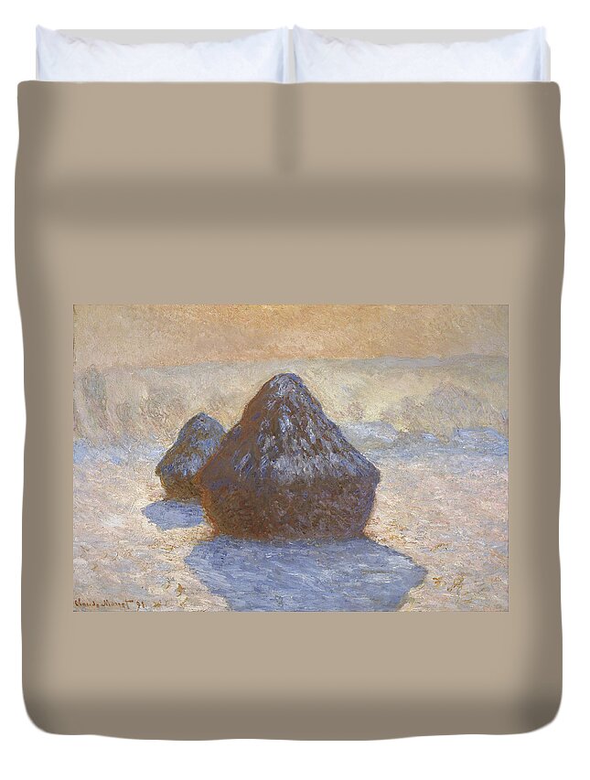Claude Monet Duvet Cover featuring the painting Haystacks #7 by Claude Monet