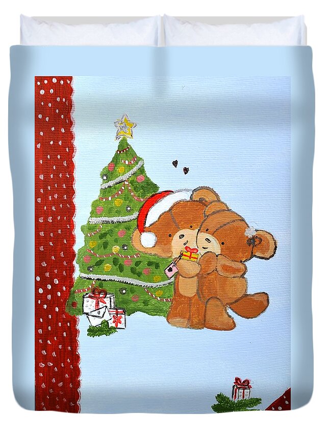 Christmas Card Duvet Cover featuring the painting Merry Christmas #2 by Magdalena Frohnsdorff
