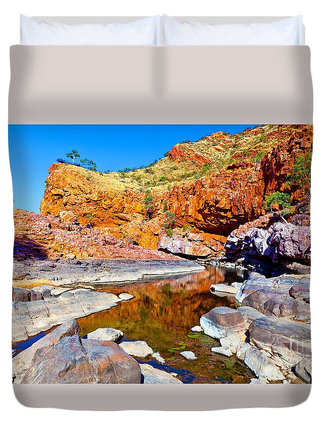 Ormiston Gorge Outback Landscape Central Australia Water Hole Northern Territory Australian West Mcdonnell Ranges Duvet Cover featuring the photograph Ormiston Gorge #11 by Bill Robinson