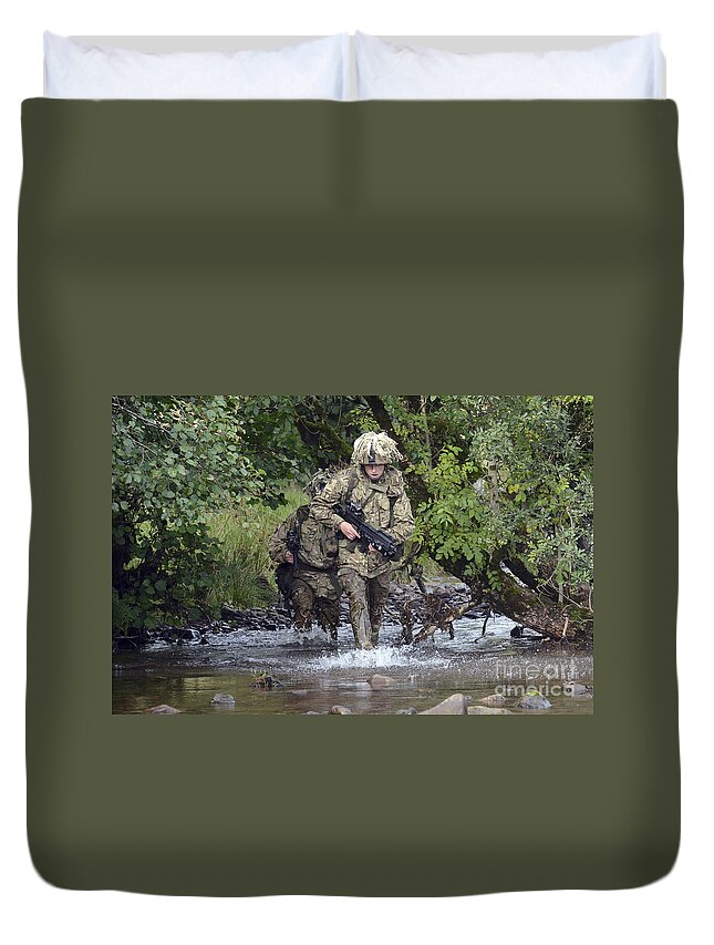 Welsh Guards Duvet Cover featuring the photograph Welsh Guards Training #7 by Andrew Chittock