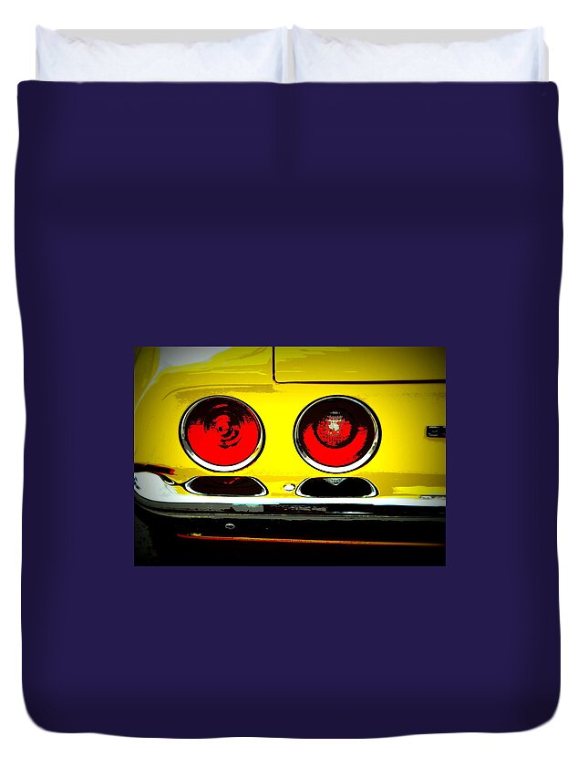 Muscle Car Duvet Cover featuring the photograph 71 Camaro Tail Lights by Guy Pettingell