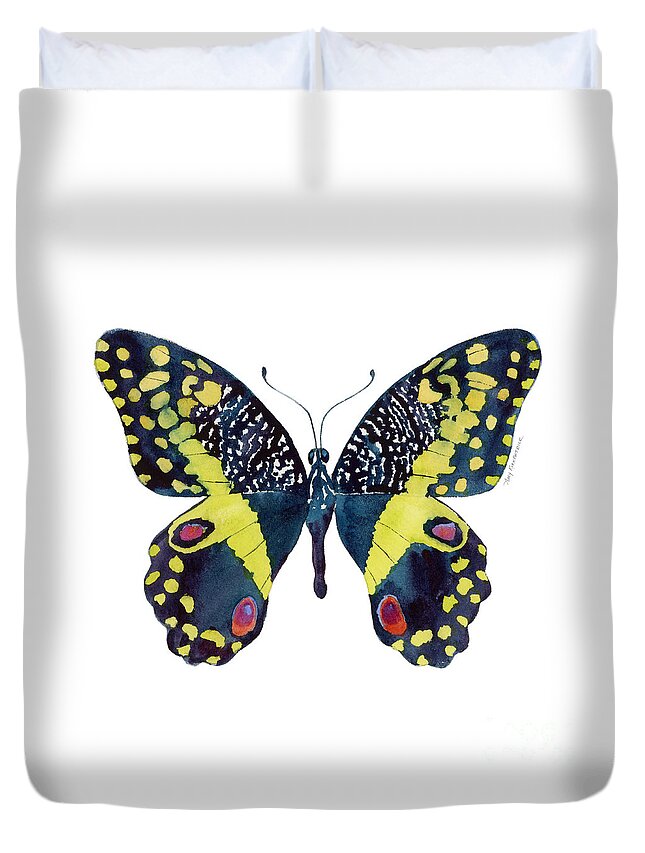 African Citrus Butterfly Duvet Cover featuring the painting 73 Citrus Butterfly by Amy Kirkpatrick