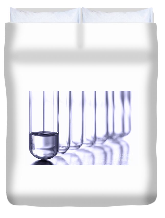 Test Duvet Cover featuring the photograph Laboratory Test Tubes in Science Research Lab #8 by Science Research Lab