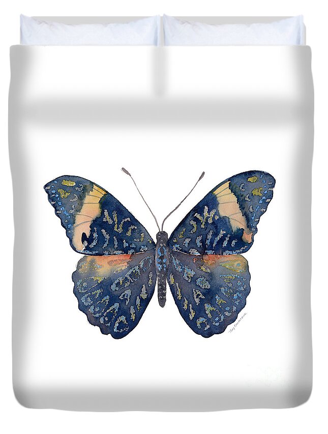 Red Cracker Butterfly Duvet Cover featuring the painting 89 Red Cracker Butterfly by Amy Kirkpatrick