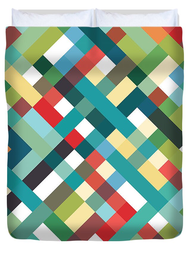 Abstract Duvet Cover featuring the digital art Geometric Art #9 by Mike Taylor