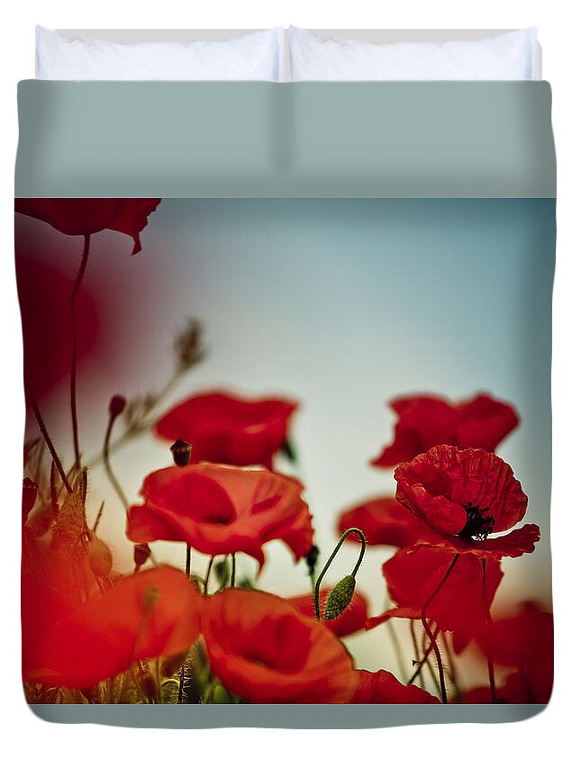 Poppy Duvet Cover featuring the photograph Poppy Meadow #9 by Nailia Schwarz