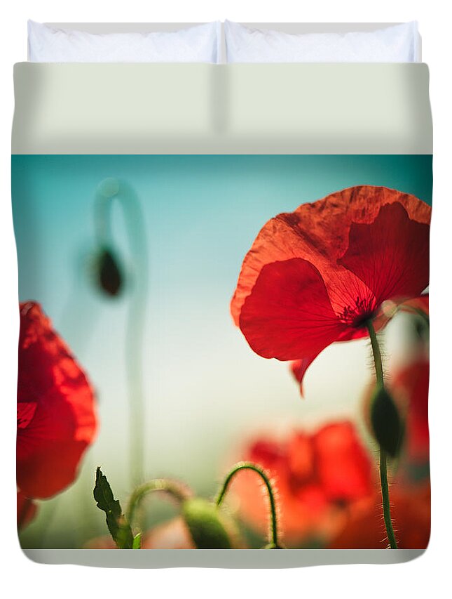 Poppy Duvet Cover featuring the photograph Summer Poppy by Nailia Schwarz