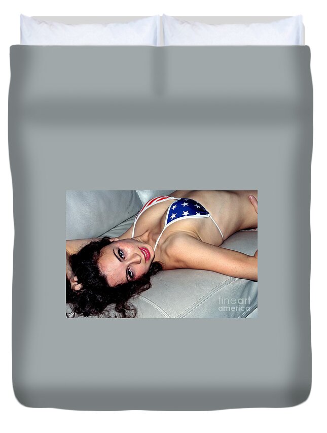 Sexy Duvet Cover featuring the photograph USA Girl #9 by Henrik Lehnerer