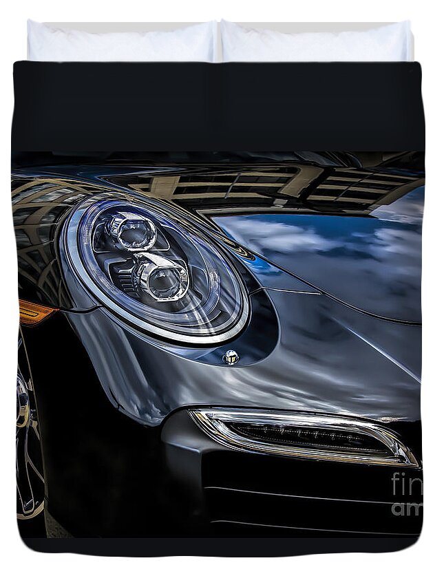 Black Duvet Cover featuring the photograph 911 Turbo S by Ken Johnson