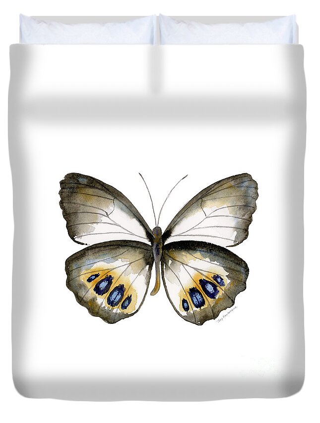 Palmfly Butterfly Duvet Cover featuring the painting 95 Palmfly Butterfly by Amy Kirkpatrick