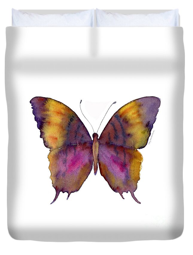 Marcella Daggerwing Butterfly Duvet Cover featuring the painting 99 Marcella Daggerwing Butterfly by Amy Kirkpatrick