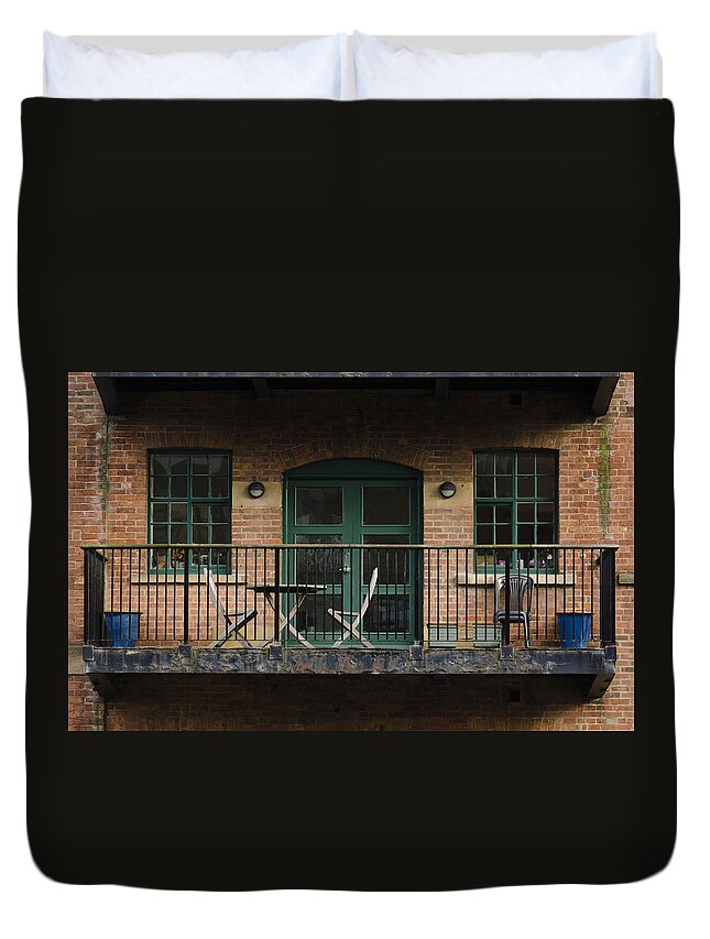 Balcony Duvet Cover featuring the photograph A balcony on the river Aire by Pablo Lopez