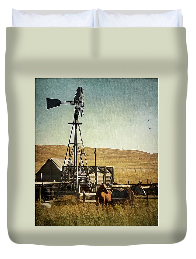 Farm Duvet Cover featuring the photograph A Beautiful Nebraska Sandhills Farm by Priscilla Burgers