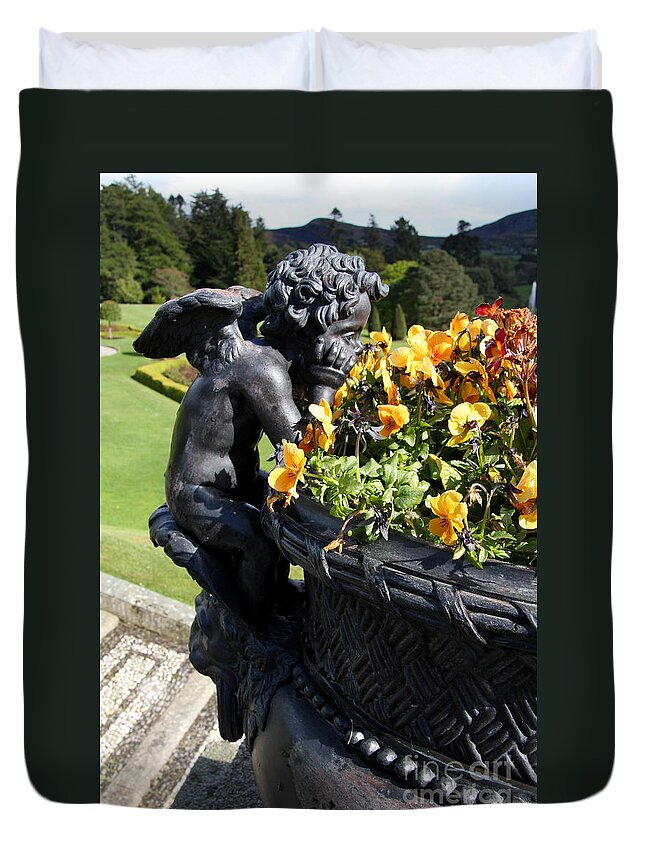 Flower Pot Duvet Cover featuring the photograph A Boring Job For An Angel by Christiane Schulze Art And Photography