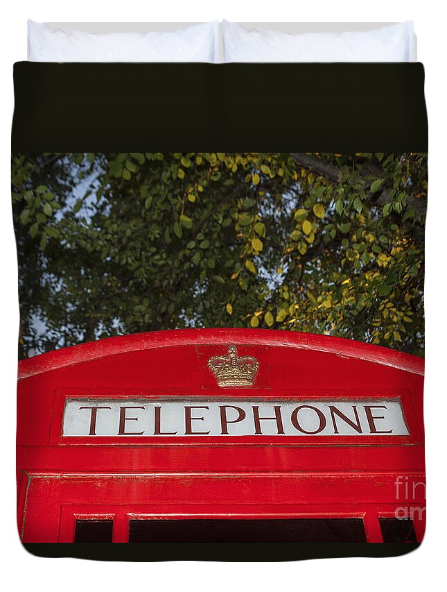 British Culture Duvet Cover featuring the photograph A British Phone Box by Diane Macdonald