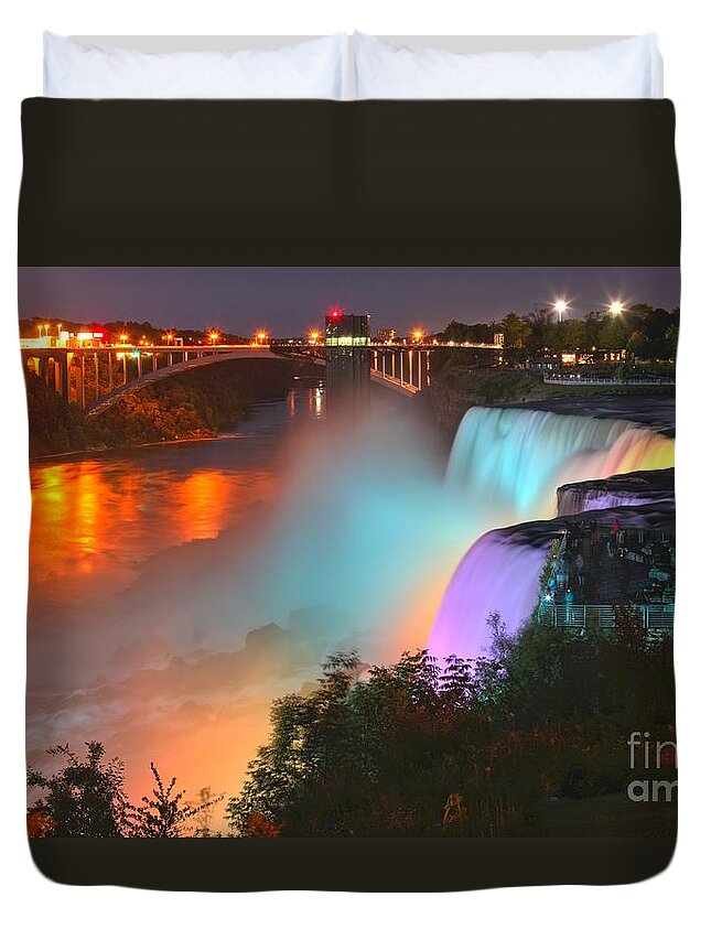 Niagara Falls Duvet Cover featuring the photograph A Burst Of Color At Niagara by Adam Jewell