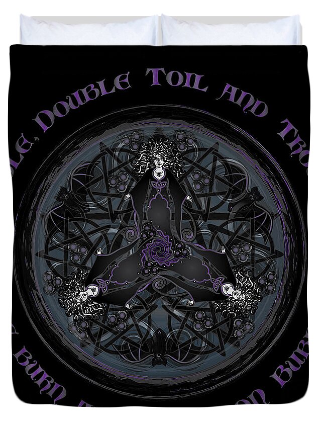 Gothic Art Duvet Cover featuring the digital art A Celtic Witches' Brew by Celtic Artist Angela Dawn MacKay