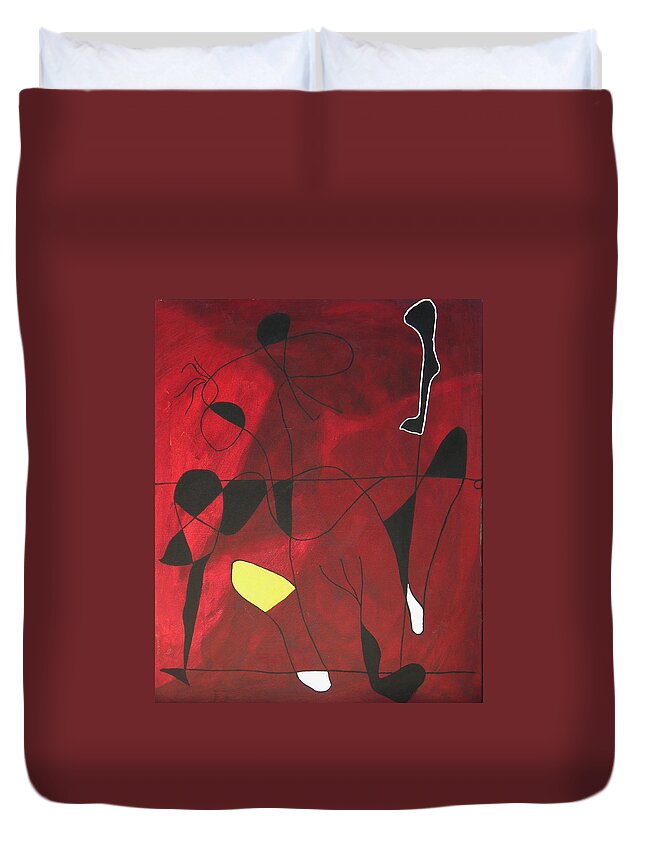 Abstract Painting Duvet Cover featuring the painting A Close Second by Jeff Barrett