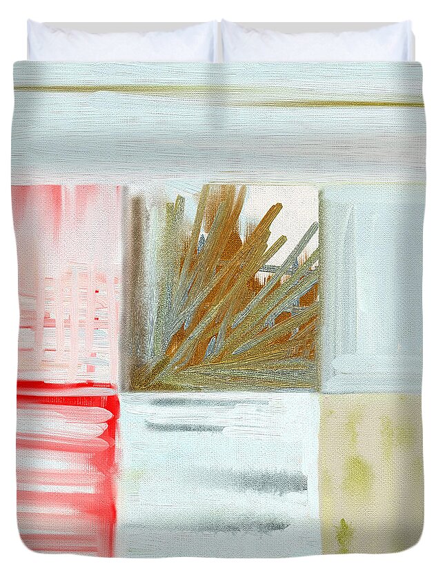 Abstract Duvet Cover featuring the painting A compulsion for control by Linda Lees