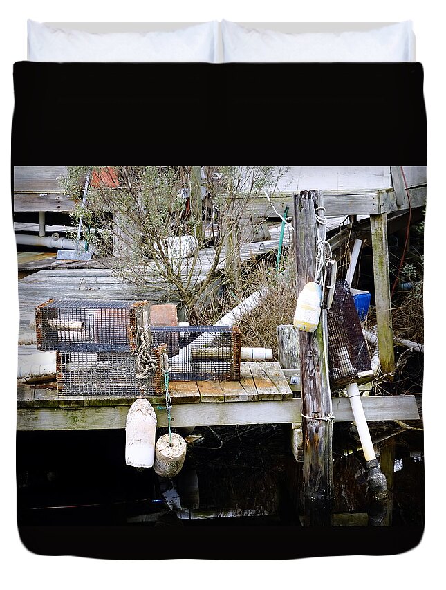 Obx Duvet Cover featuring the photograph A Crab Fishermans Still life by Rick Rosenshein
