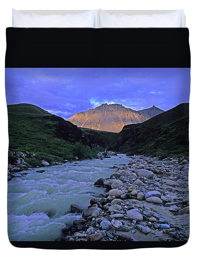 Advertising Potential Duvet Cover featuring the photograph A Creek Flows Out Of The Brooks Range by Stephen Gorman