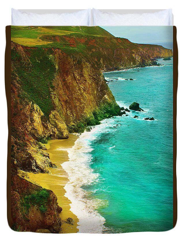 Landscape Duvet Cover featuring the photograph A Day on the Ocean by Bryant Coffey
