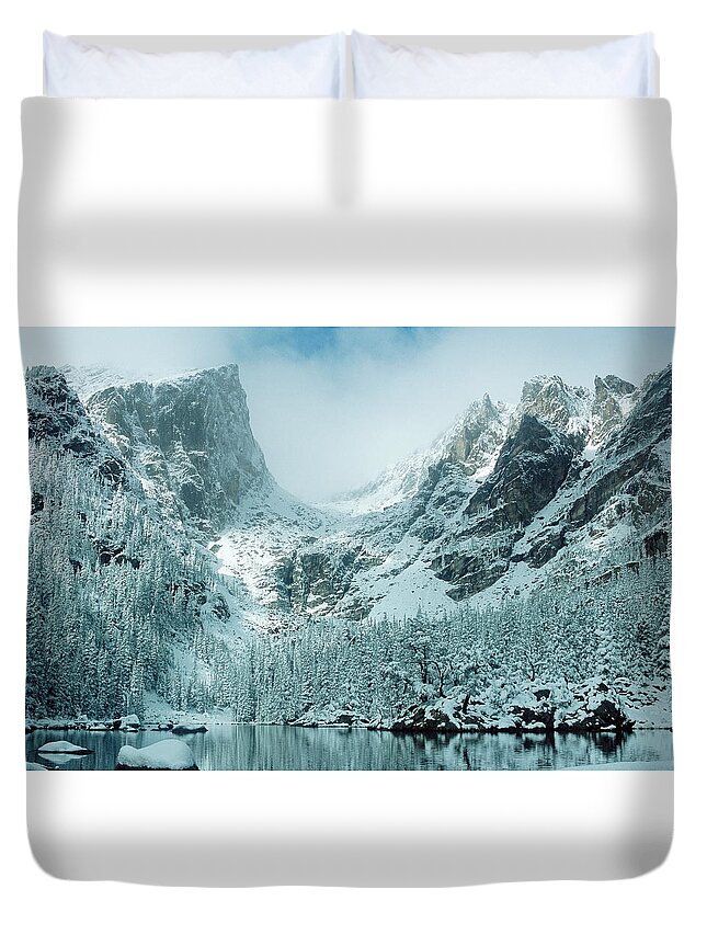 Colorado Duvet Cover featuring the photograph A Dream at Dream Lake by Eric Glaser