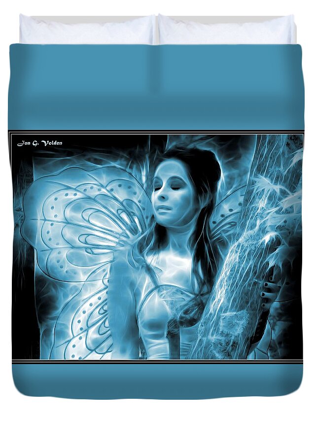 Fairy Duvet Cover featuring the painting A Fairy Moment by Jon Volden