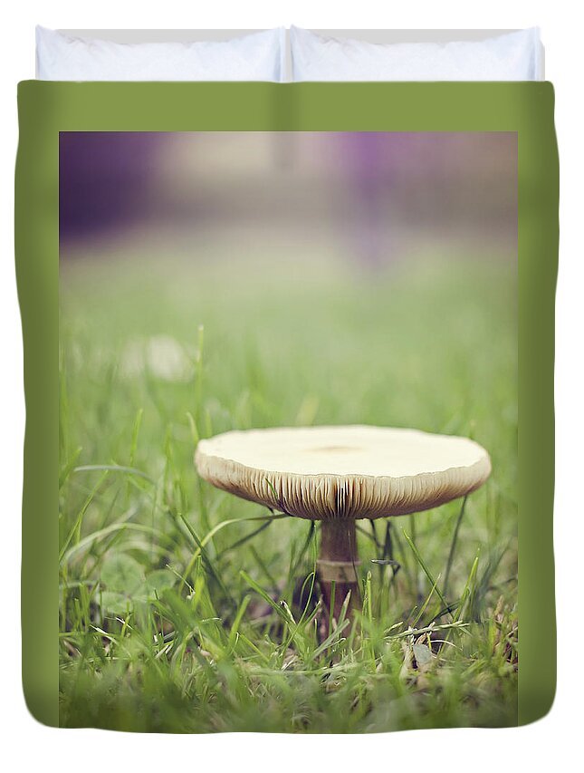 Mushroom Duvet Cover featuring the photograph A Fairy Umbrella by Heather Applegate
