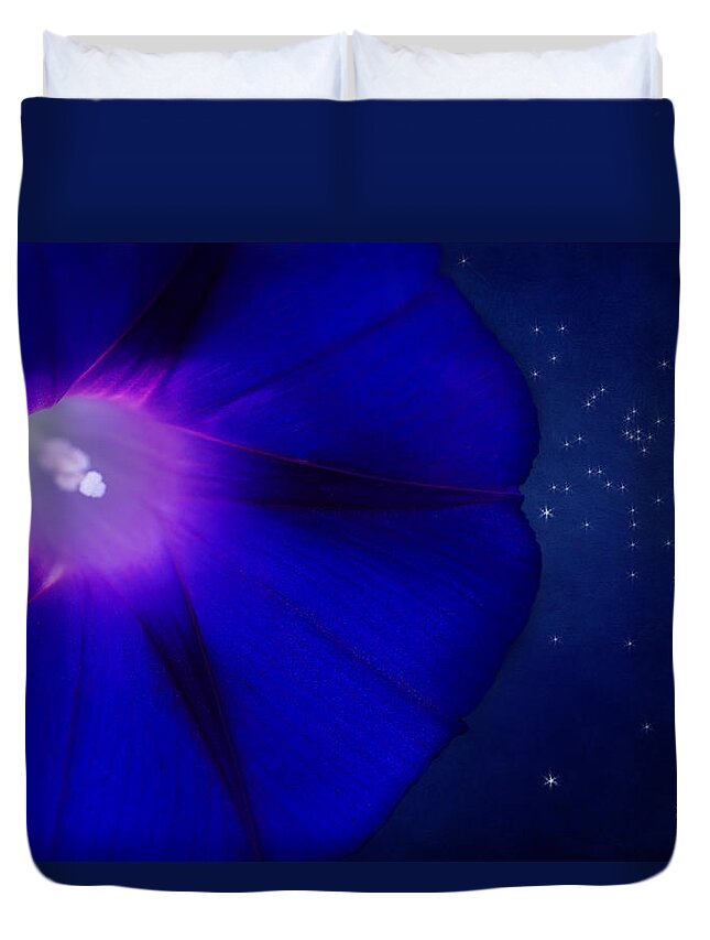 Morning Glory Flower Duvet Cover featuring the photograph A Flower In The Cosmic Garden by Marina Kojukhova