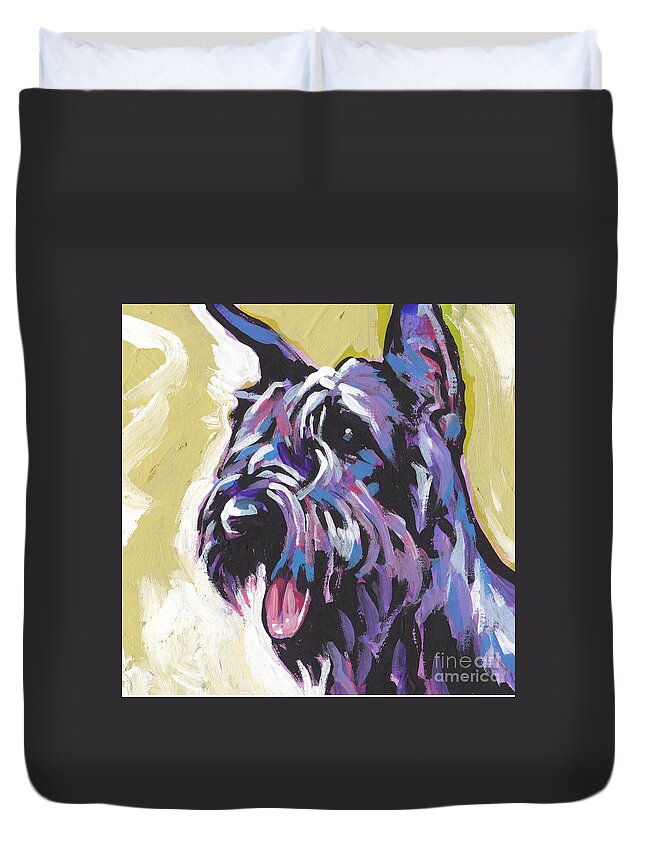 Giant Schnauzer Duvet Cover featuring the painting A Giant by Lea S