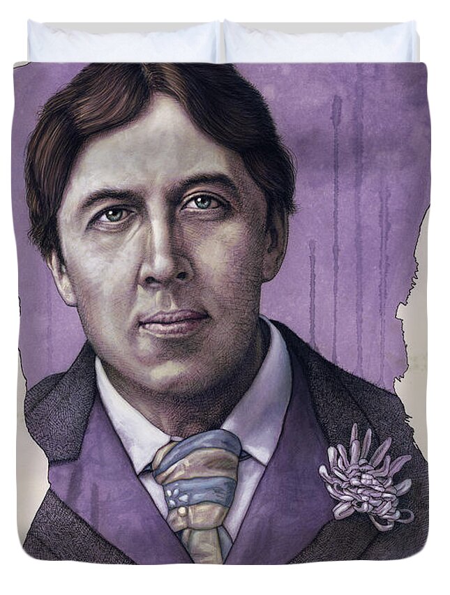 Oscar Wilde Duvet Cover featuring the painting A Man who used to be a Warrior by James W Johnson