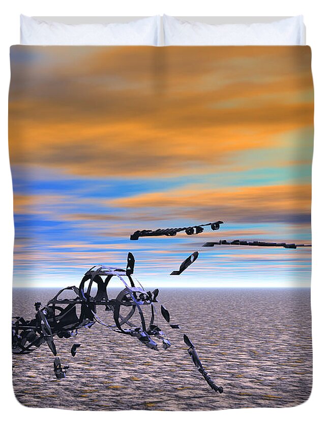 Sunset Duvet Cover featuring the digital art A Memory of Persistence by Bernie Sirelson