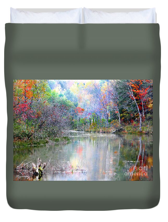 Autumn Duvet Cover featuring the photograph A Monet Autumn by Mariarosa Rockefeller