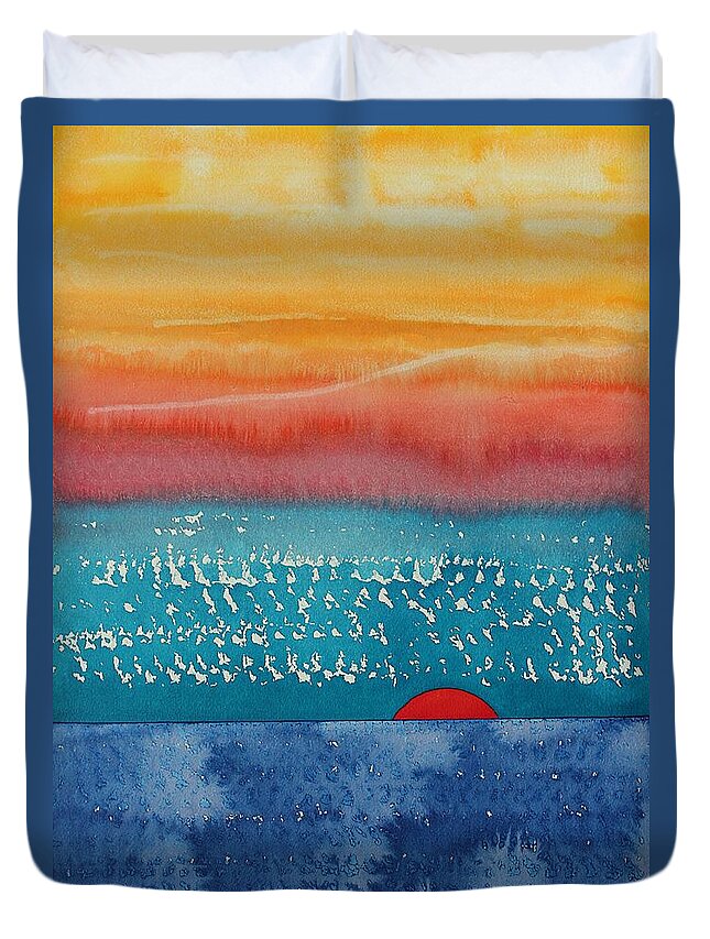 Dawn Duvet Cover featuring the painting A New Day Dawns original painting by Sol Luckman