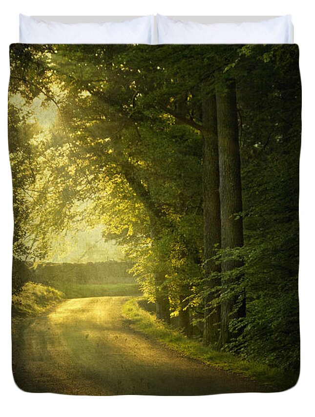 Road Duvet Cover featuring the photograph A Path To The Light by Evelina Kremsdorf