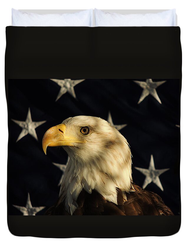 Eagle Duvet Cover featuring the photograph A Patriot by Raymond Salani III