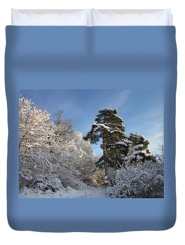 Tree Duvet Cover featuring the photograph A perfect winterday by Rosita Larsson