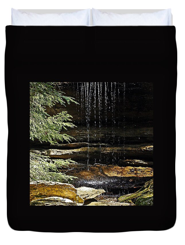 Waterfalls Duvet Cover featuring the photograph A Place To Reflect by Lianne Schneider