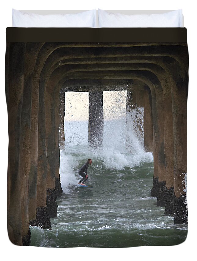 Pier Duvet Cover featuring the photograph A Rite of Passage by Joe Schofield