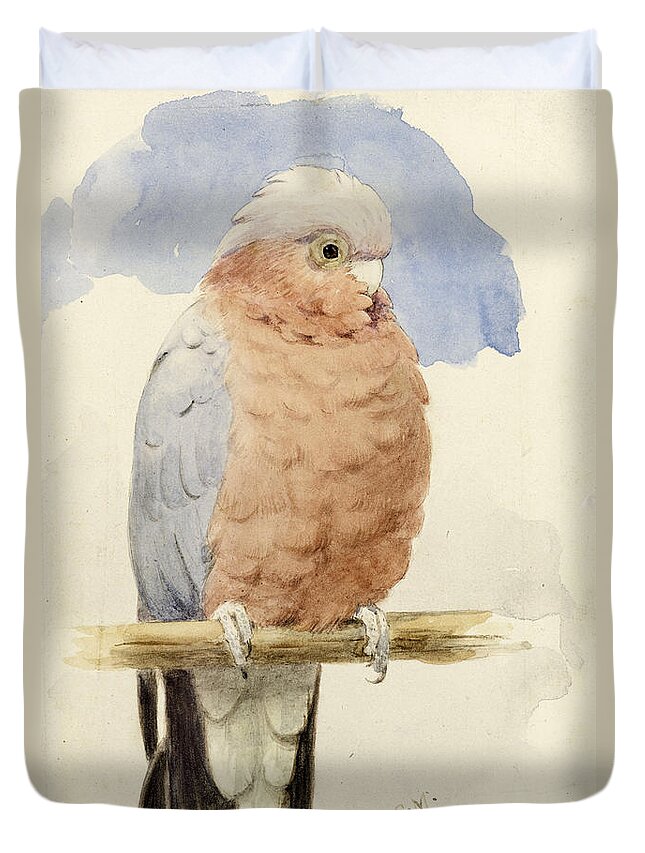 Cockatoo Duvet Cover featuring the painting A Rose Breasted Cockatoo by Henry Stacey Marks